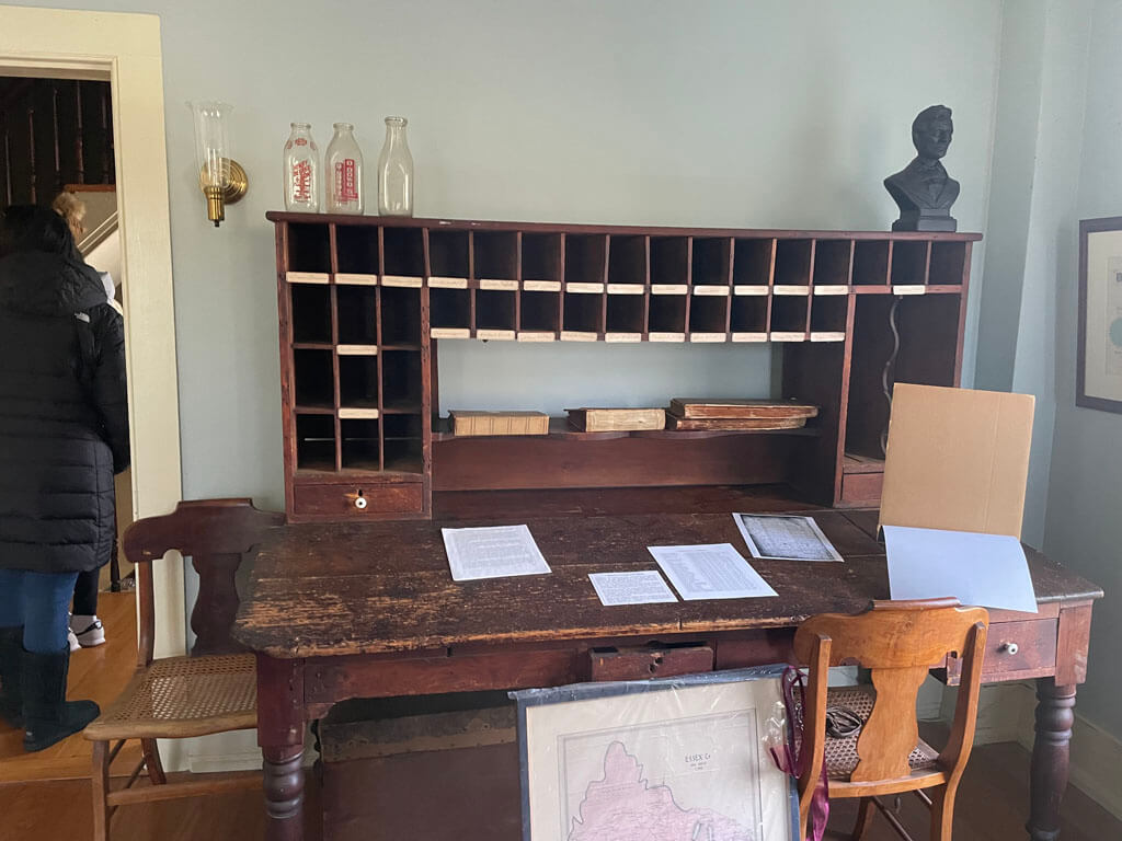 Post office letter sorter at Zenas Crane Homestead, West Caldwell, New Jersey