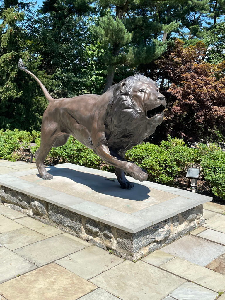 Lion statue at Hiram Blauvelt Art Museum