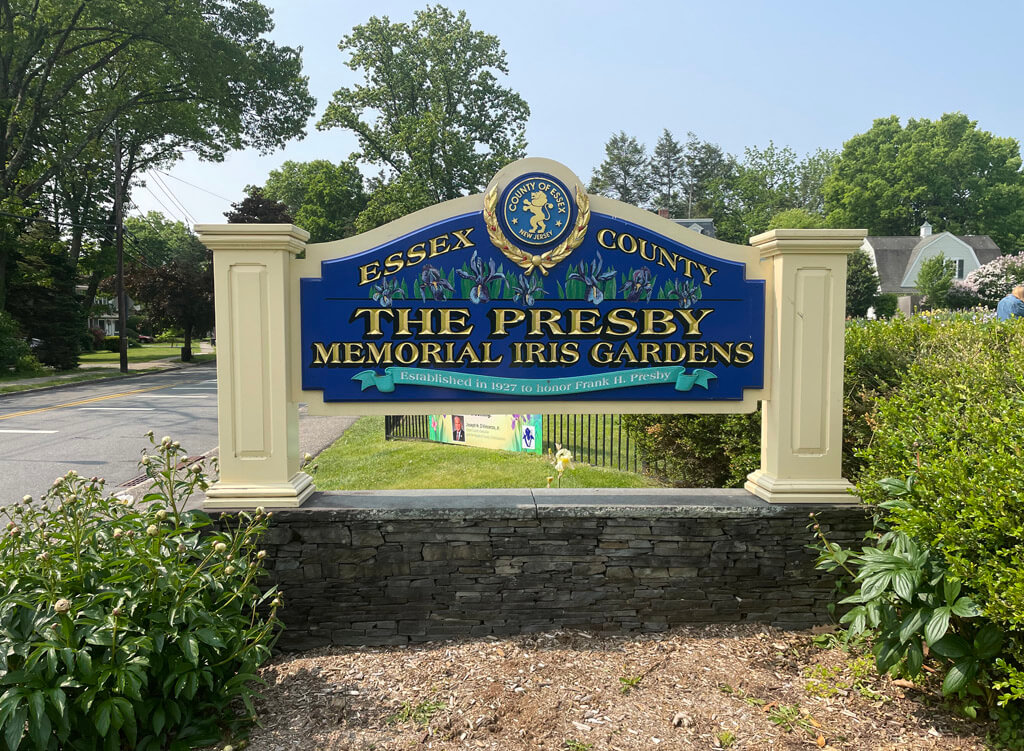 Sign at Presby Iris Memorial Gardens, Montclair, New Jersey