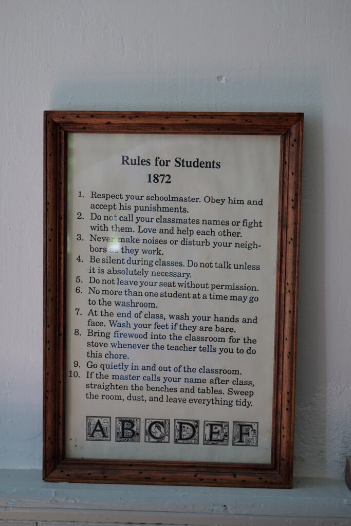 Sign at Schoolhouse at Red Mill Museum Village Clinton, New Jersey